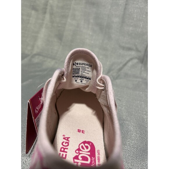 Superga x Barbie Collab Double Pink Denim Print Sneakers Women’s US 6 Canvas - Picture 12 of 12